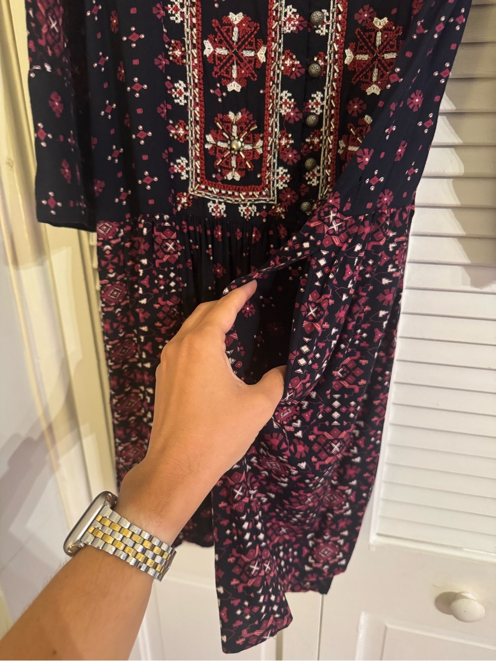 Purple Anthropologie Vanessa Virginia Kaleidoscope Embroidered Beaded Dress - Picture 3 of 6